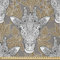 ABAKUHAUS Giraffe Stoff als Meterware, Doodle Heads, Microfaser Multi Zweck Dekostoff für Kunsthandwerke, 3M (230x300cm), Karamell Weiß Taupe