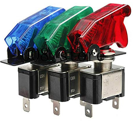 Lot de 2 interrupteurs à bascule SPST avec éclairage LED pour voiture de compétition
