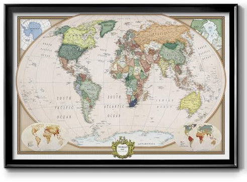 Renditions Gallery Mappa di viaggio Executive National Geographic con puntine da parete, per soggiorno, camera da letto, ufficio, 24 x 36, colore nero