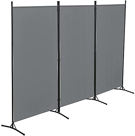 Raumteiler Teruel 3-teilig 260x176 cm Paravent Trennwand 3-TLG. Sichtschutz Stellwand Spanische Wand Dunkelgrau