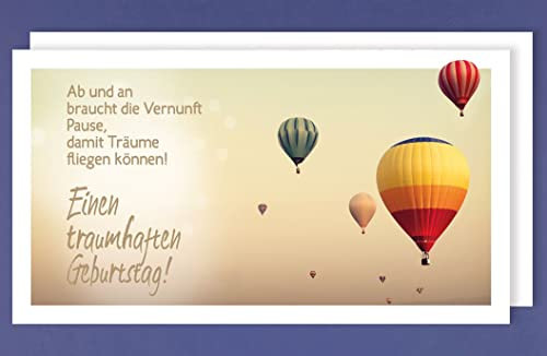 Geburtstag XL Karte Grußkarte Heißluftballons 22x11cm