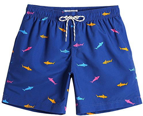 maamgic Maillot de Bain Homme Short de Bain pour Vacances sur La Plage Séchage Rapide pour Piscine Natation Bleu Requin Multicolor S