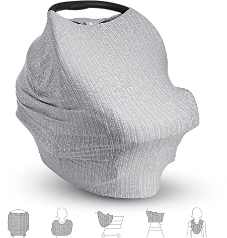 Munchkin Brica XtraGuard Antimicrobial Germ Free 5-in-1 Multi Use Nursing Cover, Car Seat Cover, High Chair Cover, Shopping Trolley Cover, Infinity Scarf, Grey
