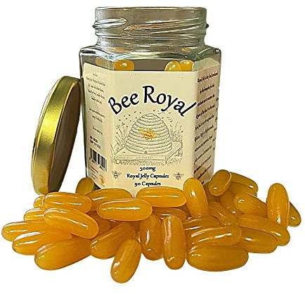Bee Royal - 500mg Fresh Royal Jelly Capsules - 90 Capsules of 100% Fresh Queen's Jelly NOT Freeze Dried Extract - Supports Immune System, Fertility, Energy Management, Reduces Tiredness & Fatigue