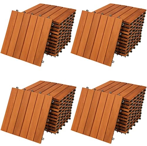 Dalles de terrasse bois d'acacia certifié FSC® 4m² dalle 30x30cm système de clips dalle découpe possible dalle de jardin