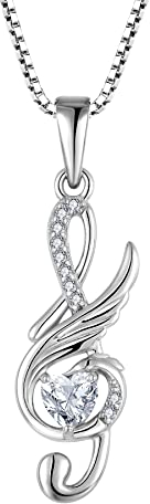 Starnny Damen Silber 925 Musik Phönix Anhänger Halskette 3A Zirkonia April Geburtsstein Kette Schmuck Geschenke für Damen