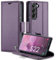 XYGLOW Handyhülle für Samsung Galaxy S22 5G Hülle Premium Leder Klappbar Kartenfach Magnet Standfunktion RFID Schutzhülle für Samsung S22 5G Flip Case Wallet Klapphülle Lederhülle Lila 6,1 Zoll