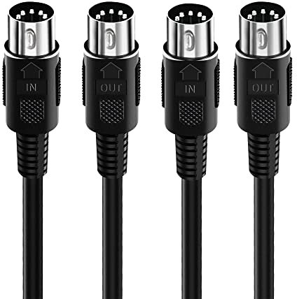 BXIZXD 3.3FT MIDI Cable, 2-Pack 5-Pin Male to Male MIDI Cable for Keyboard Synth, External Sound Card, MIDI Keyboard, Rack Synth, Sampler, Sound Source and Other Music Gear, Black