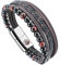 Casisto.J Lederarmband Herren Armband Schwarz mit Magnet Verschluss, Naturstein Geflochten Echtleder Armbänder für Männer zum Vatertag Geburtstag Weinachtstag