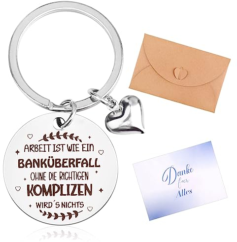 Fowecelt Schlüsselanhänger Lustig Geschenk Kollegin: Arbeit ist wie ein Banküberfall Ohne die Richtigen Komplizen Wird’s Nichts Geschenk Kollegin Abschied Freundin Freunschaft Arbeitskollegin