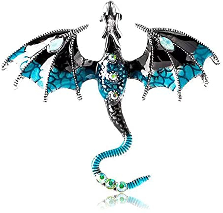 Frodete Broche dragon punk vintage en émail broche dragon animal broche costume épinglette punk dragon volant broche personnalité vêtements chapeau sac accessoires pour homme femme, Métal, Sans pierre