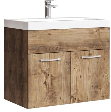 Badplaats Badmöbel Set mit Waschbecken und Unterschrank Montreal 01 60 x 35 cm Braun Eiche - Waschbeckenunterschrank mit Waschbecken