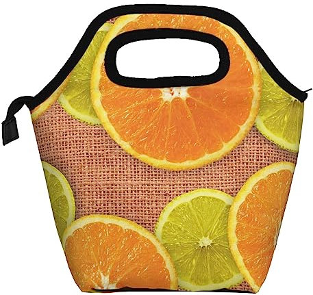 ROOZEE Lunchtasche mit Zitronen und Orangen, wiederverwendbar, Aluminiumfolie, Kühltasche für Arbeit, Schule, Picknick, Reisen, Outdoor