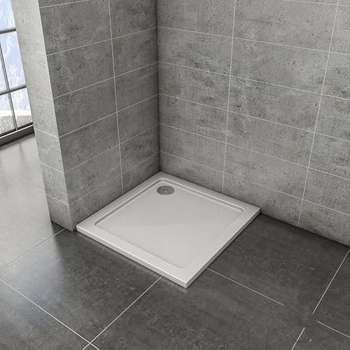 Quadrat Duschtasse Stein-Effekt Duschwanne Für Duschkabine,Weiß 76x76cm