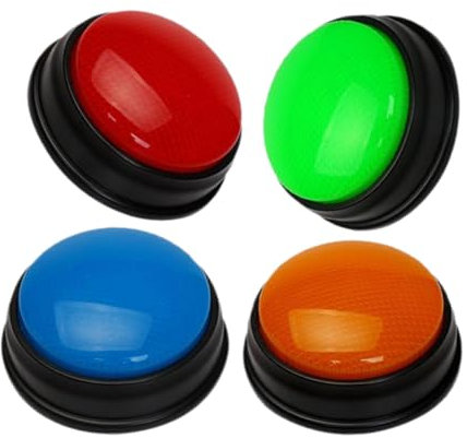 KOMBIUDA 4pcs Boys and Girls Game Buzzers Flashing Answer Buzzer for Quiz Educational Lighted up Sounds for Classroom and Family Fun