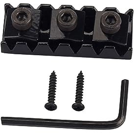 Toyvian Electric Guitar Locking Nut String Lock 42mm Zinc Alloy with Hex Wrench Easy to Install and Securely Lock the String in Black for Electric Guitar