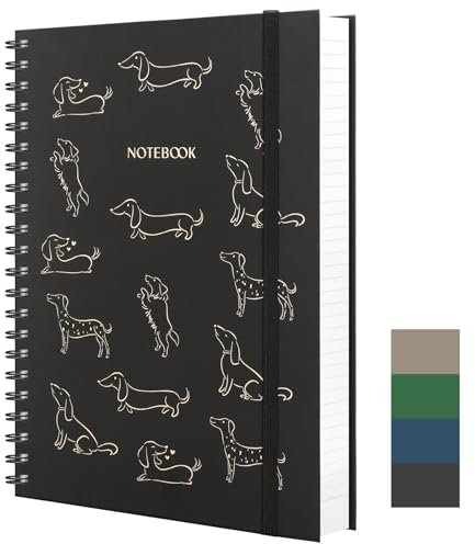 RETTACY A5 Spiral Notizbuch, Hardcover Wirebound Notizbücher, 160 Seiten College Liniertes für das Schreiben, 100gsm dickes Papier, für Frauen Arbeit Schule Zubehör 9,4 x 14,5cm - Schwarz