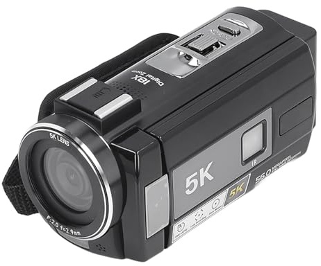 Lazmin112 5K Video Camera Camcorder, Full HD 1080P 60fps 56MP 18x Zoom Digital Camera Recorder, Night Vision Vlogging Camera, 3in 180 Degree Rotation IPS Touchscreen, for Photography