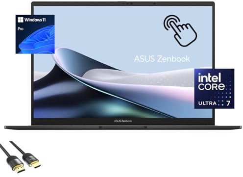 ASUS Zenbook Laptop, 14” WUXGA OLED Touchscreen Display, Intel Core Ultra 7-155H (Up to 4.8Ghz), Intel Arc Graphics, 16GB RAM, 1TB PCIe 4.0, WiFi 6E, Backlit KB, TB 4, PDG HDMI Cable, Win 11 Pro