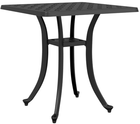 vidaXL Gartentisch, Beistelltisch für Indoor Outdoor, Terrassentisch Quadratisch, Gartenmöbel Tisch Couchtisch, Schwarz 53x53x53cm Aluminiumguss