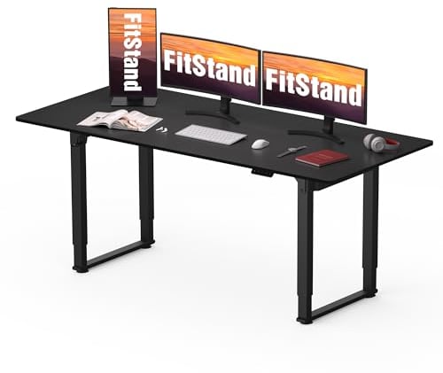 FitStand 180 x 80cm Höhenverstellbarer Schreibtisch,Computertisch Schreibtisch Höhenverstellbar Elektrisch,Ergonomischer Steh-Sitz Tisch,Elektrischer Schreibtisch mit 4 Beinen,2 Motoren-Schwarz