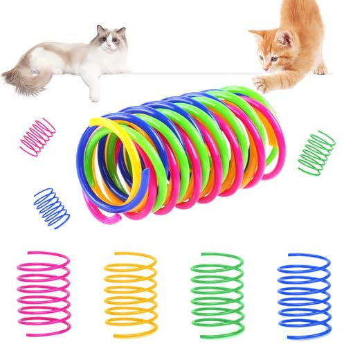 Vsshe Katzenspielzeug Spirale - 108 Stück Kunststoff BPA-Freie Spiralfedern - Buntes Neuheit Haustiere Spielzeug für Katzen
