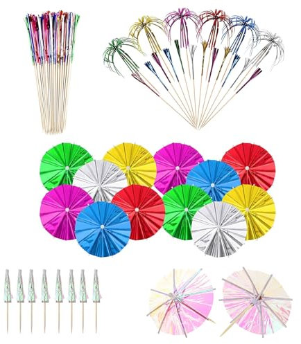 JCUGSBS Parasol Cocktail 100 pcs Mini Cocktail Parapluies Fruit et Desserts Accessoires Decoratifs