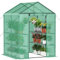 Ribelli Foliengewächshaus, Gewächshaus mit Aufrollbarer Tür, Tomatengewächshaus 143x195x143 cm, 4 Regale Treibhaus, Winterfest PE-Gitterfolie, Gartenhaus für Pflanzen, Gemüse, Blumen, Grün
