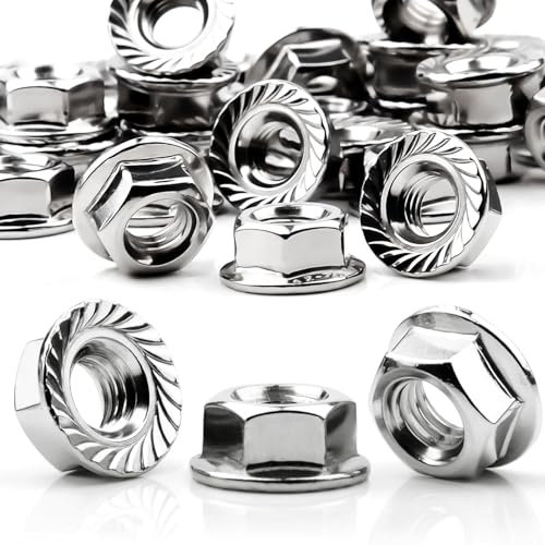 Mbsomnus 60 Pezzi Dadi Flangiati M5 DIN 6923 Dadi Esagonali M5 in Acciaio Inox A2 V2A Dado Autobloccanti Dadi di Bloccaggio Dadi di Serraggio Flangia Dadi di Arresto