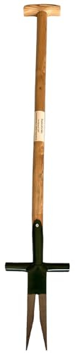 SattesGrün Ampferstecher Unkrautstecher aus Stahl inklusive Holzstiel mit T-Griff