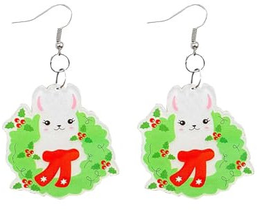 Ohrringe 585 Damen Creolen Weihnachtsohrringe, niedliche Tiere, interessante Festival-Ohrringe, Weihnachts-Acryl-Ohrringe (D, One Size)