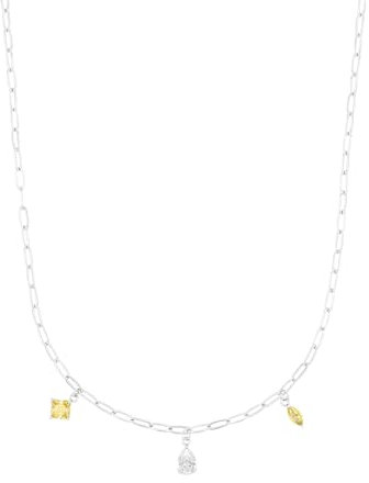 Amor Kette mit Anhänger 925 Sterling Silber Damen Halsschmuck, mit Glas, 42+3 cm, Grau, Kommt in Schmuck Geschenk Box, 2039275