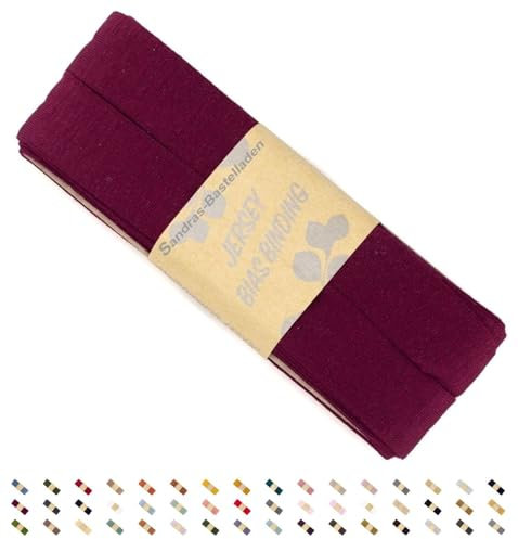 Sandras-Bastelladen Jersey Schrägband/Einfassband elastisch & gefalzt 3m x 20mm - 100% Viskose Bordeaux
