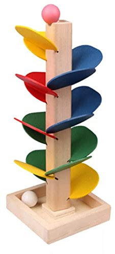 1set Marble Ball Toy Wooden Tree Toy Wooden Tree Detachable Leaves Marble Ball Run Track Game Colorful Kids Educational Toy Blocks