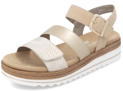 Remonte Damen Riemchensandalen D0Q55, Frauen Sandalen,lose Einlage,Sommerschuhe,Freizeitschuhe,offene Schuhe,Strandschuhe,Riemen,metallic (91),37 EU