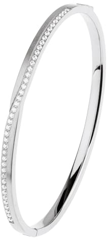 Ernstes Design Armreif aus Edelstahl mit Zirkonia A641 Breite 4 mm