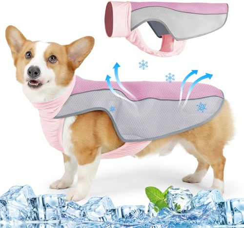 Dog Cooling Vest, Upgraded Dog Harness Cooler Jacket, Elasticity Breathable Lightweight Cool Pet Vest for Small Large Dogs (Pink, XL)