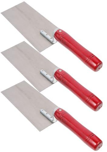 Housoutil 2 Sätze Gips Maurerkellen Fugenkelle Garage Zementmischung Spachtelmasse Wand Schaber Spatel Verputzen Werkzeug Edelstahlwerkzeug Spatula Bau Spachtel Ziegelkelle Holz 3 Stück * 2