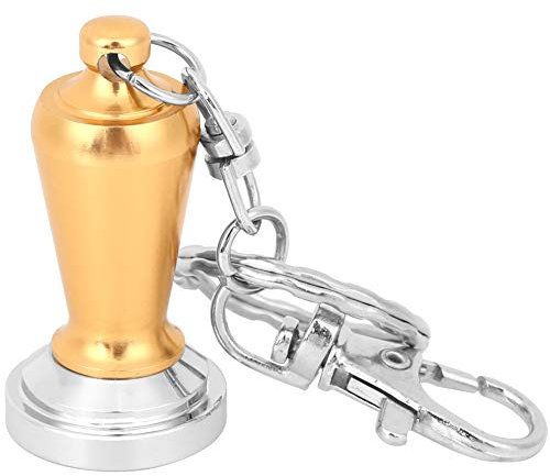 NOENNULL Mini Coffee Tamper Keychain Powder Hammer Keyring Coffee Appliance Pendant Peripheral Gifts Collection (Yellow)