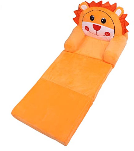 Eujgoov Faltbare Kindersofa Weich Atmungsable Faltbare Kindersofa, Cartoon Faltbares Kindersofa Open Cartoon Tier Kleinkind Couch Bett für Wohnzimmer Schlafzimmer Orange (3-stöckig)