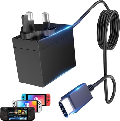 45W Charger for Nintendo Switch, USB C Charger for Switch with 5FT Charging Cable,15V 3A Fast Charging Adapter Compatible with Nintendo Switch/Switch Lite/Switch OLED/Switch Dock,Support TV Mode