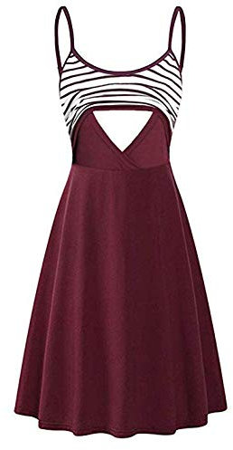 Generisch Haut noir pour femme enceinte - Tunique d'allaitement - Robe de maternité - Dégradé de couleurs, Bordeaux, XL