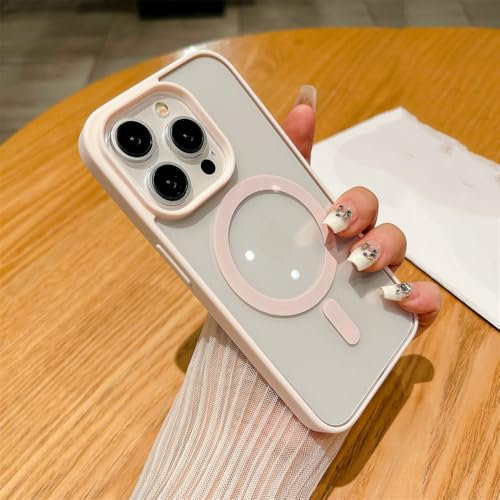 ADKOT Coque magnétique Transparente pour iPhone 16 15 14 11 12 13 Pro Max Mini X XR XS 7 8 Plus SE3, Rose, pour iPhone 15 Plus