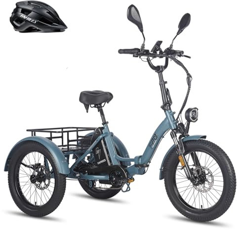 Fafrees 2025 F20 Mate E-Bike Dreirad 48V 1008WH 20 Zoll [ Offiziell ] 65N.m Ebike Damen Herren, Elektro Dreirad Fahrrad für Erwachsene - Update (Hintere Lastenkorb, Blau)