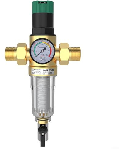 1 x 3/4 Zoll Druckregler & Rücklauffilter für saubere Wasserversorgung, Druckregler mit Messing-Design für saubere