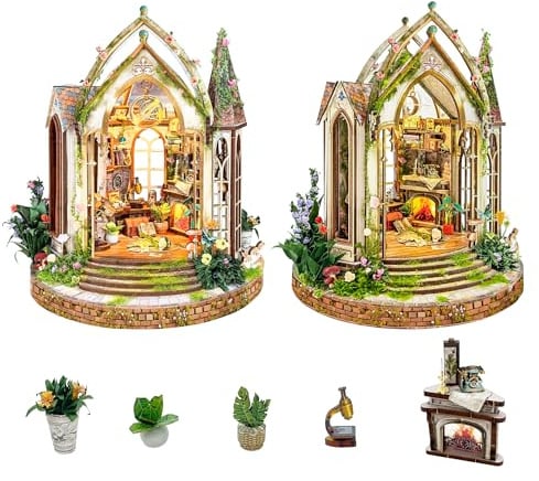 DIY Miniature House Kit Gewächshaus, Tiny House Kit für Erwachsene zu Bauen, Sammlerpuppenhäuser Making Kit mit Möbelgeschenk für Familie und geliebt -Dreamland Floral Studio (SQ-66)