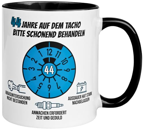 44 Geburtstag Mann Geschenk | 44 Jahre auf dem Tacho – Schonend behandeln | Geschenk Männer 44. Geburtstag | Geburtstagsgeschenk 44ter Geburtstag | Lustige Geburtstagstasse mit Spruch zum 44ten