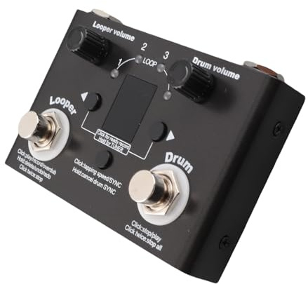 AOWINHIT Drum Looper Pedal Professional Metal 4 Lagringsplatser 11 Minuter Inspelningstid med Inbyggd Tuner för Gitarrister och Musiker Svarta