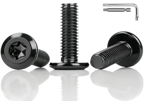 ddckj 30 Pezzi Viti Testa Piatta M5 x 16 mm Viti Torx Bulloni Nere Viti Acciaio Inox Filettatura Completa con Chiave Torx
