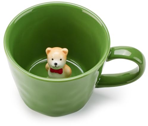 Cteahrow Keramiktasse mit 3D-Tier im Inneren,360 ml， handgefertigte Cartoon-Figurtasse, süße Kaffeetasse mit interessantem Design,Geburtstagsgeschenk für Kaffee- und Milchteeliebhaber (Bear)